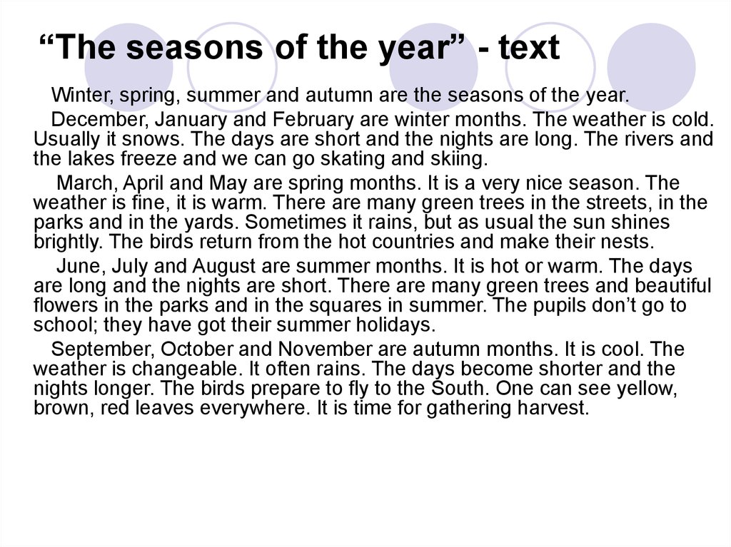“The seasons of the year” - text