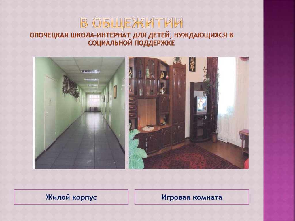 В общежитии Опочецкая школа-интернат для детей, нуждающихся в социальной поддержке