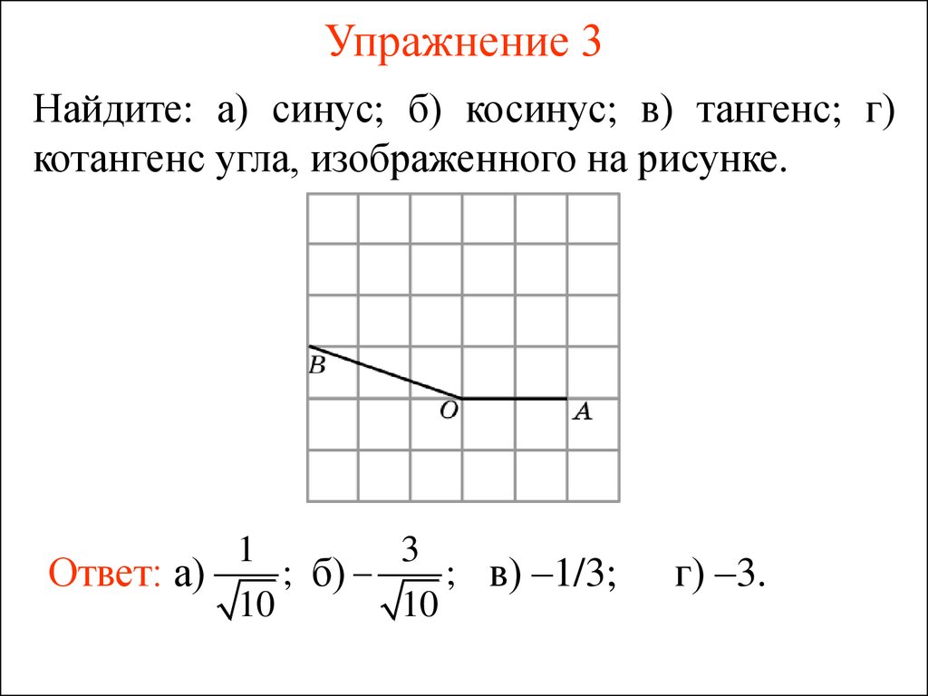 Тангенс острого угла изображенного