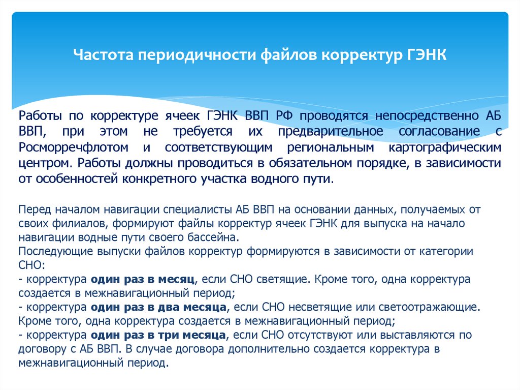 Частота периодичности файлов корректур ГЭНК