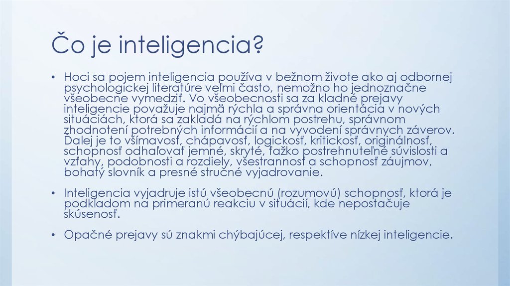 Čo je inteligencia?
