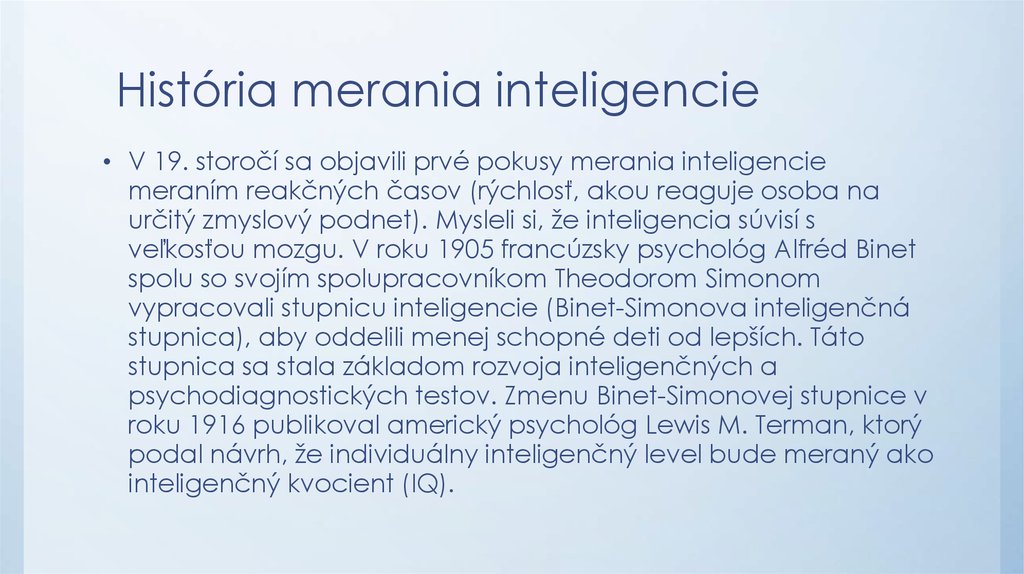 História merania inteligencie