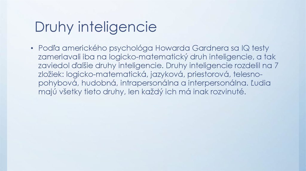 Druhy inteligencie
