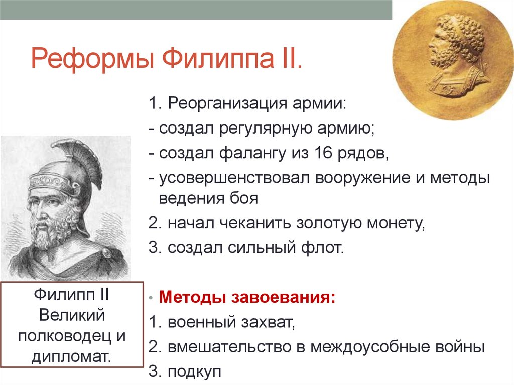 Заполните схему причины военных успехов филиппа македонского