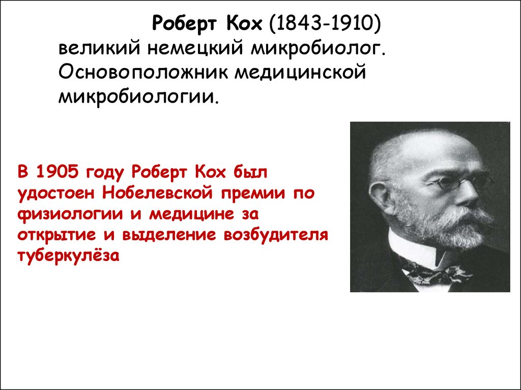 Немецкий ученый кох исследовал инфекционные болезни млекопитающих. Р Кох вклад в иммунологию.