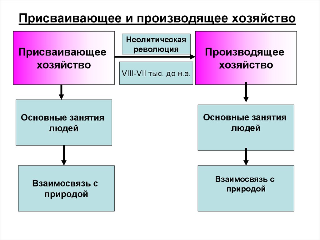 Производящее хозяйство. Схема присваивающее и производящее хозяйство. Неолитическая революция присваивающее и производящее хозяйство. Присвающие хозяйства и производящие. Типы хозяйства присваивающий и производящий.