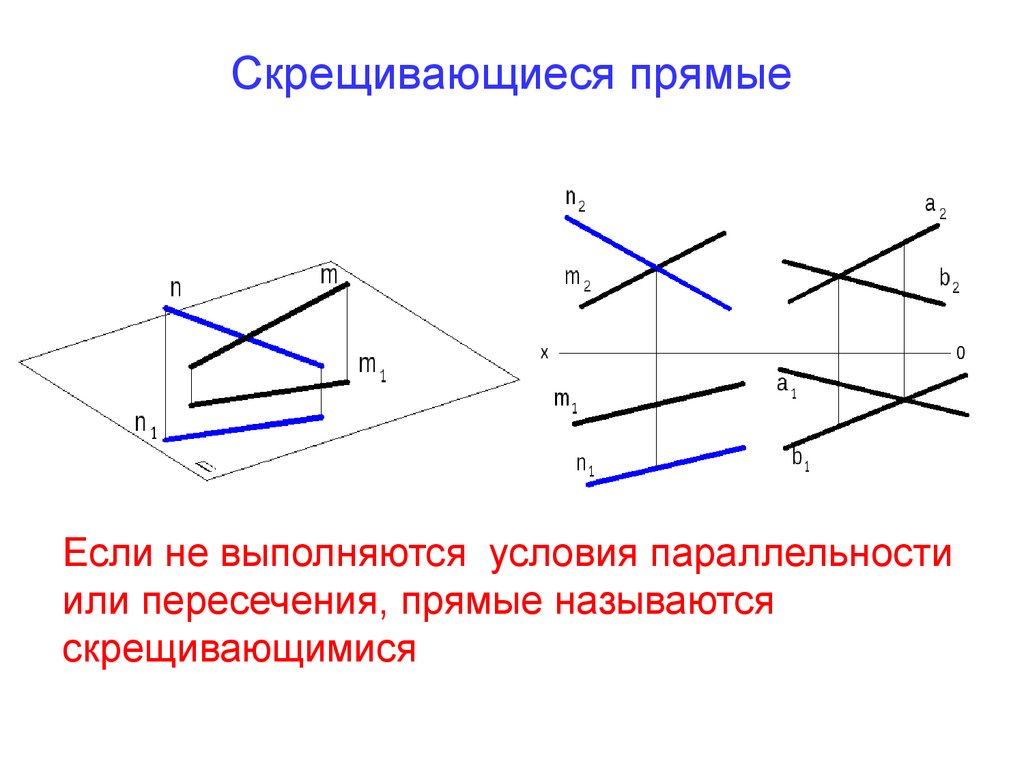 Опираясь на рисунок укажите пары параллельных и скрещивающихся отрезков треугольник