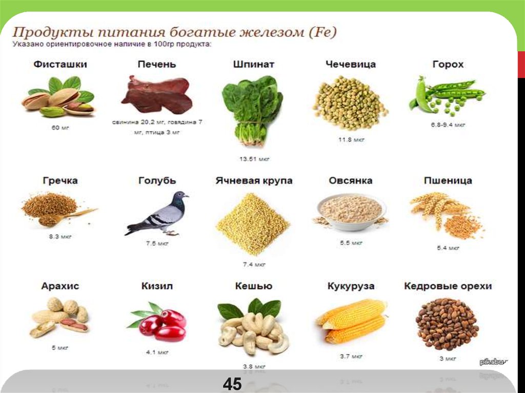 Самые богатые железом продукты