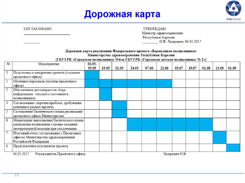 Дорожная карта врача. Пан реализации проекта Пермские моторы.