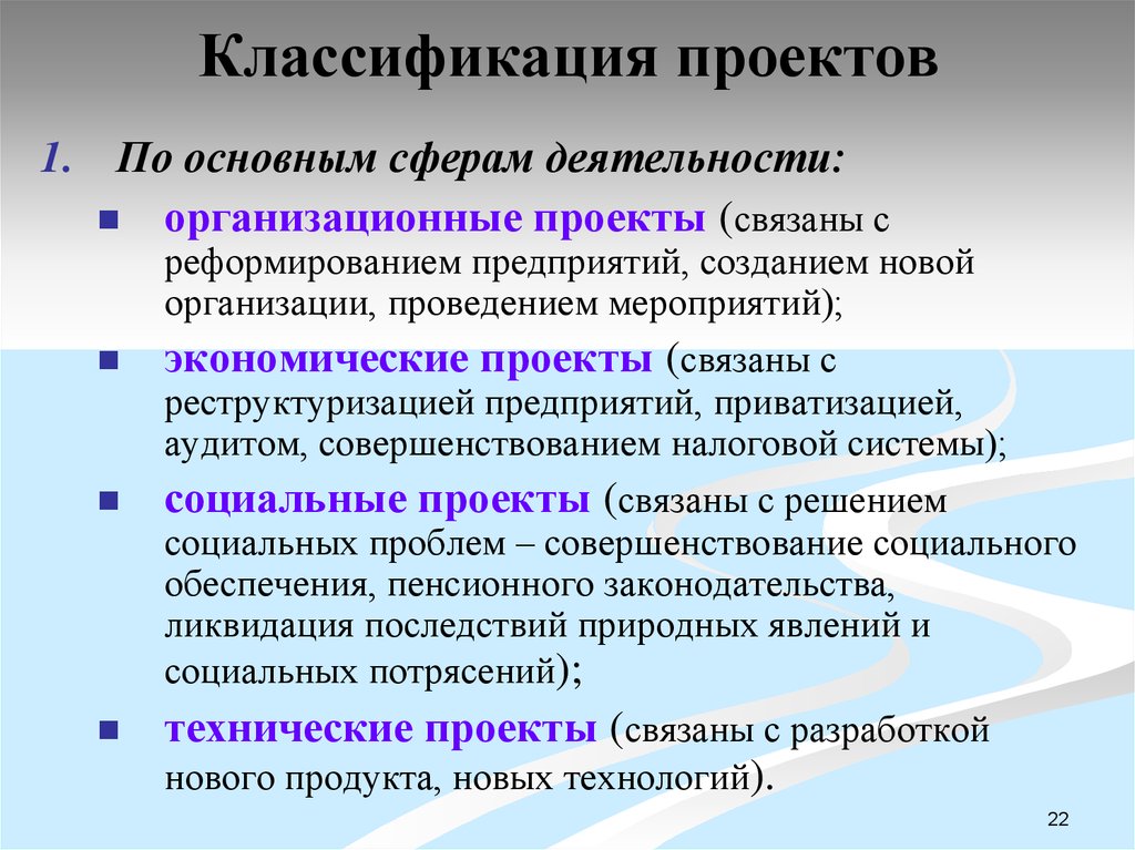 Определить проектных работ. Проекты по сферам деятельности. Классификация проектов по сферам деятельности. Организационный Тип проекта. По каким основным сферам деятельности делятся проекты.