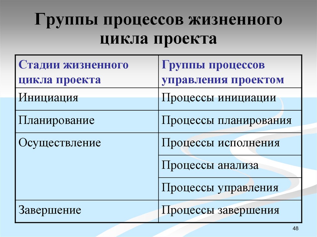 В группу процессов исполнения входит