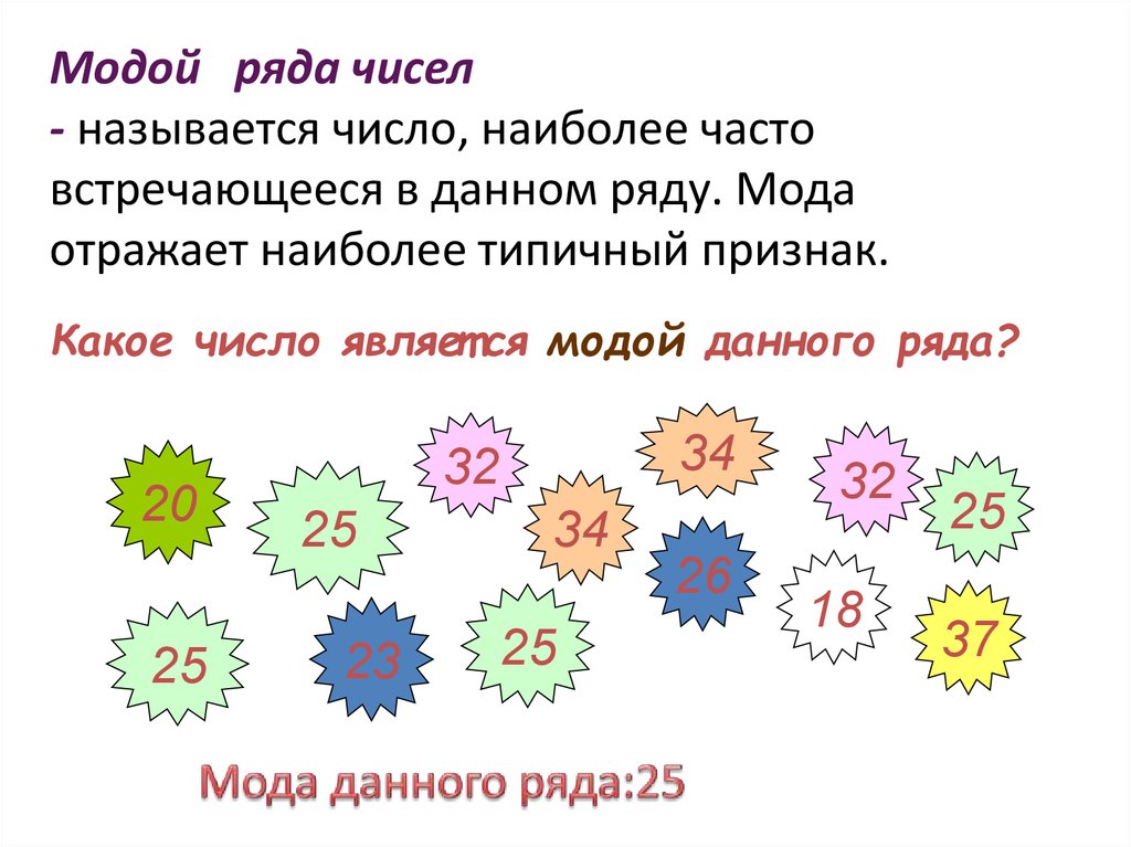 Число наиболее чаще встречающееся в данном. Модой ряда чисел называется число. Мода ряда чисел. Наиболее часто встречающаяся число в ряду. Методика числовые ряды.