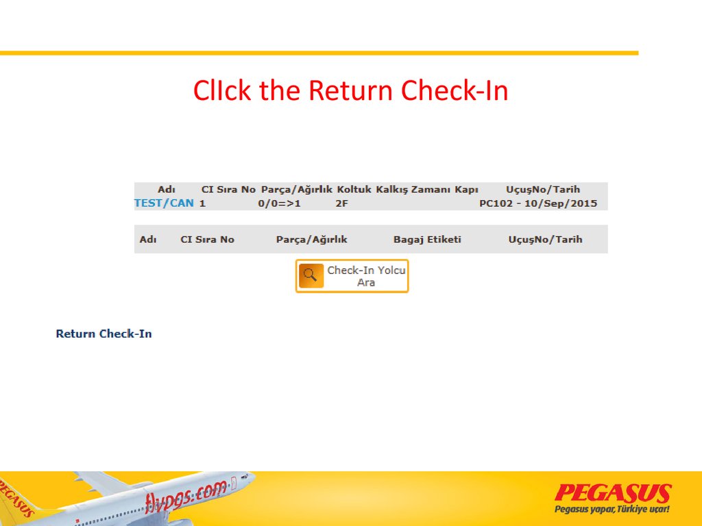 ClIck the Return Check-In