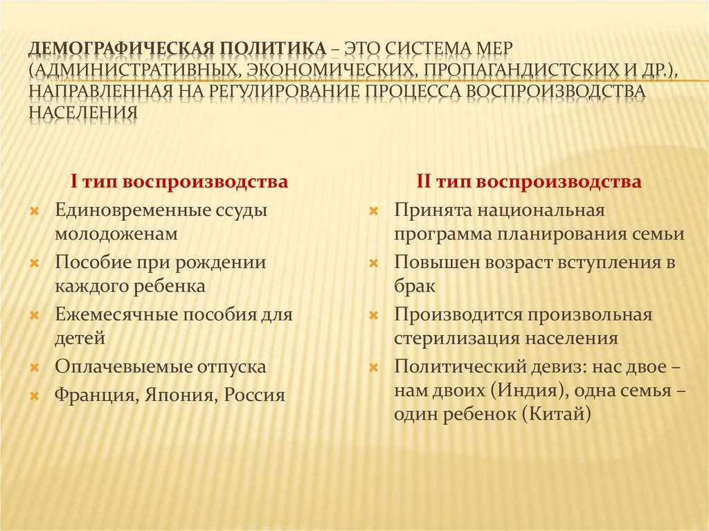 Особенности демографической политики. Демографическая политика стран второго типа. Демографическая полити. Типы воспроизводства демографическая политика. Демографическая политик Ахэто.