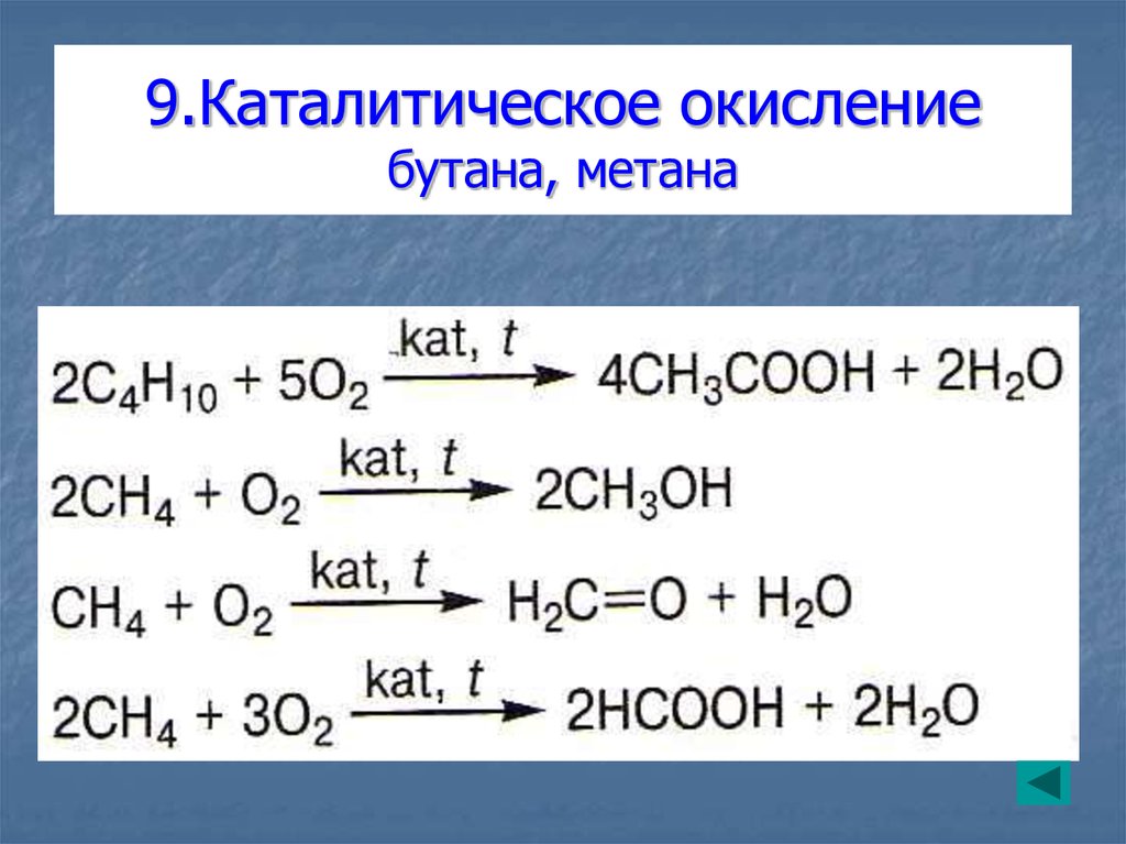 Каталитическое окисление кислородом воздуха. Каталитическое окисление бутана. Каталитическое окисление метана. Реакция каталитического окисления метана. Каталитическое окисление бутана кислородом.