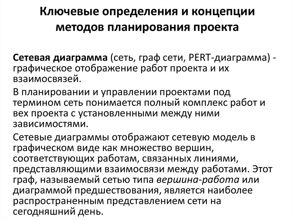 Концепция подхода. Методы планирования ресурсов проекта. Ключевые определения. Алгоритм планирования ресурсов проекта. Методы концепции проекта.