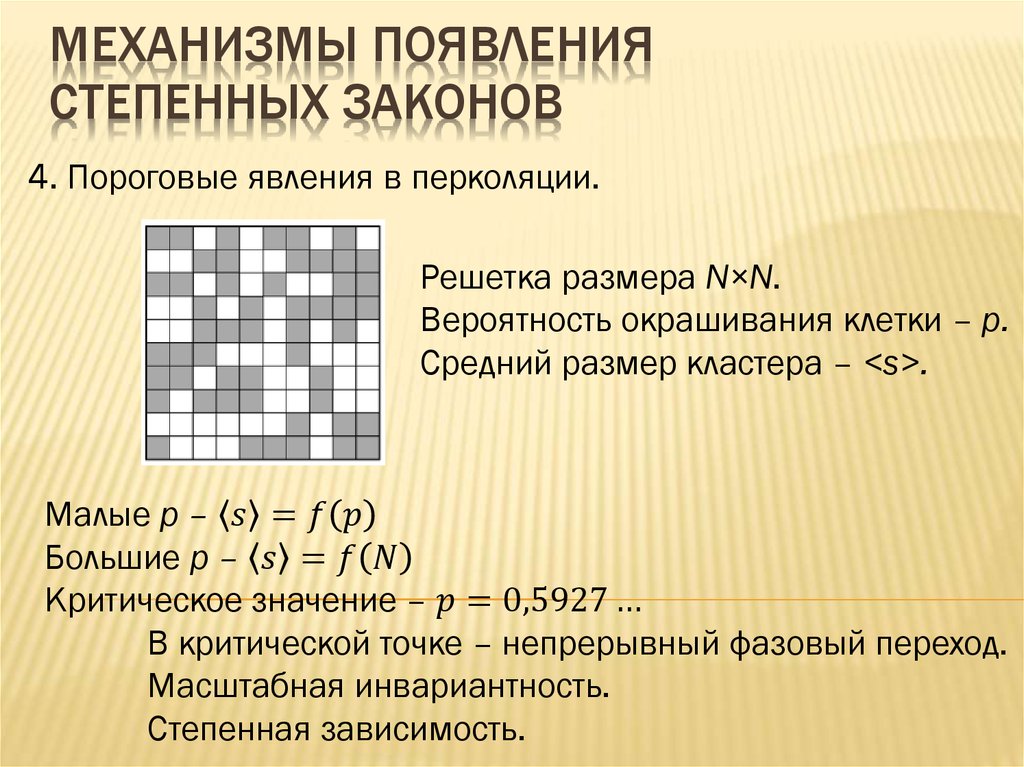 Механизмы появления степенных законов