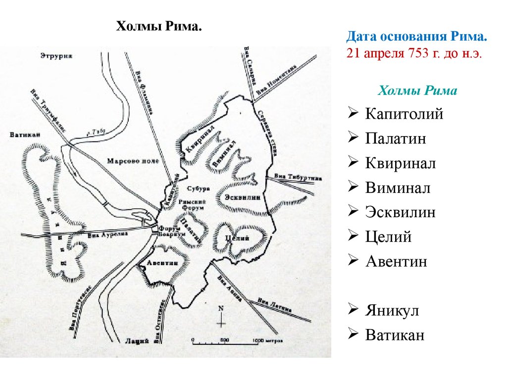 Схема древнего рима 5 класс история. Карта схема древнего города Рима. 7 Холмов Рима схема. Семь холмов древнего Рима. Первая крепость в Риме на карте.
