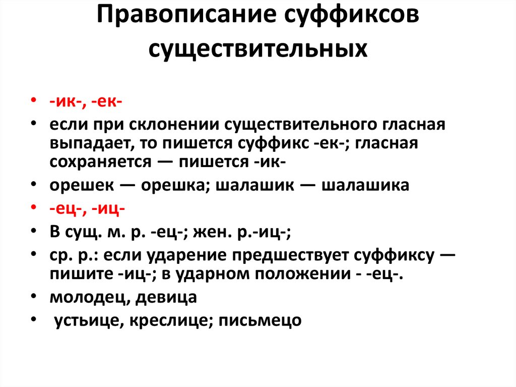 Правописание суффиксов исключение из правил