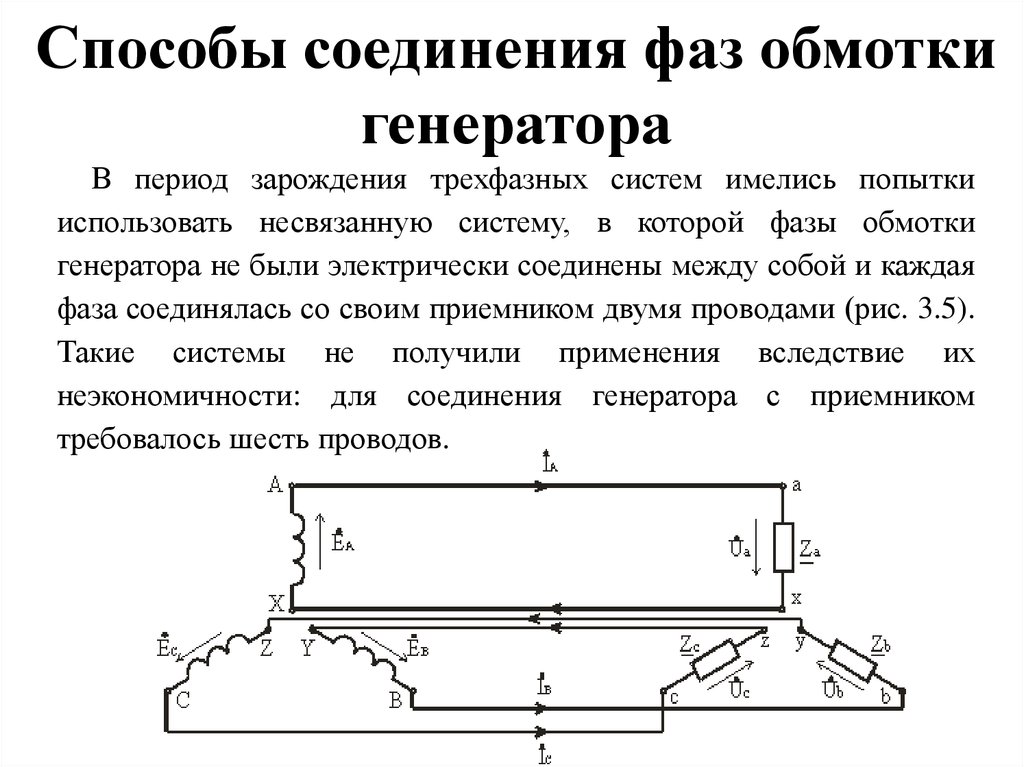 Схемы соединения обмоток генератора