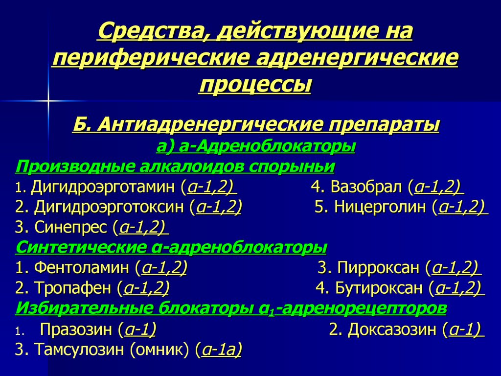 Презентация адреномиметики по фармакологии