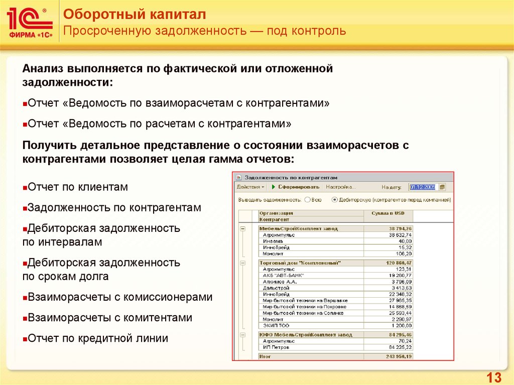 Отчет оборотных средств