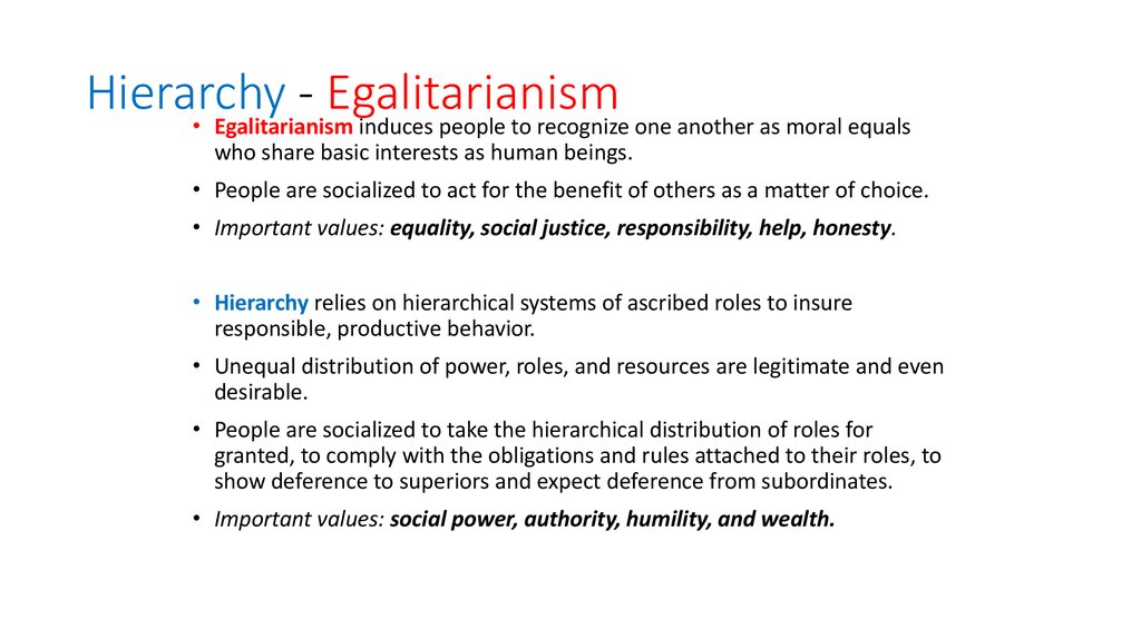 Hierarchy - Egalitarianism