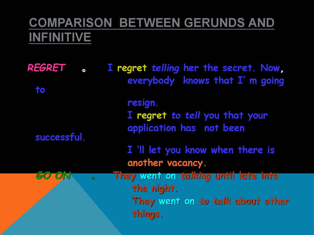 Comparison between GERUNDS and INFINITIVE