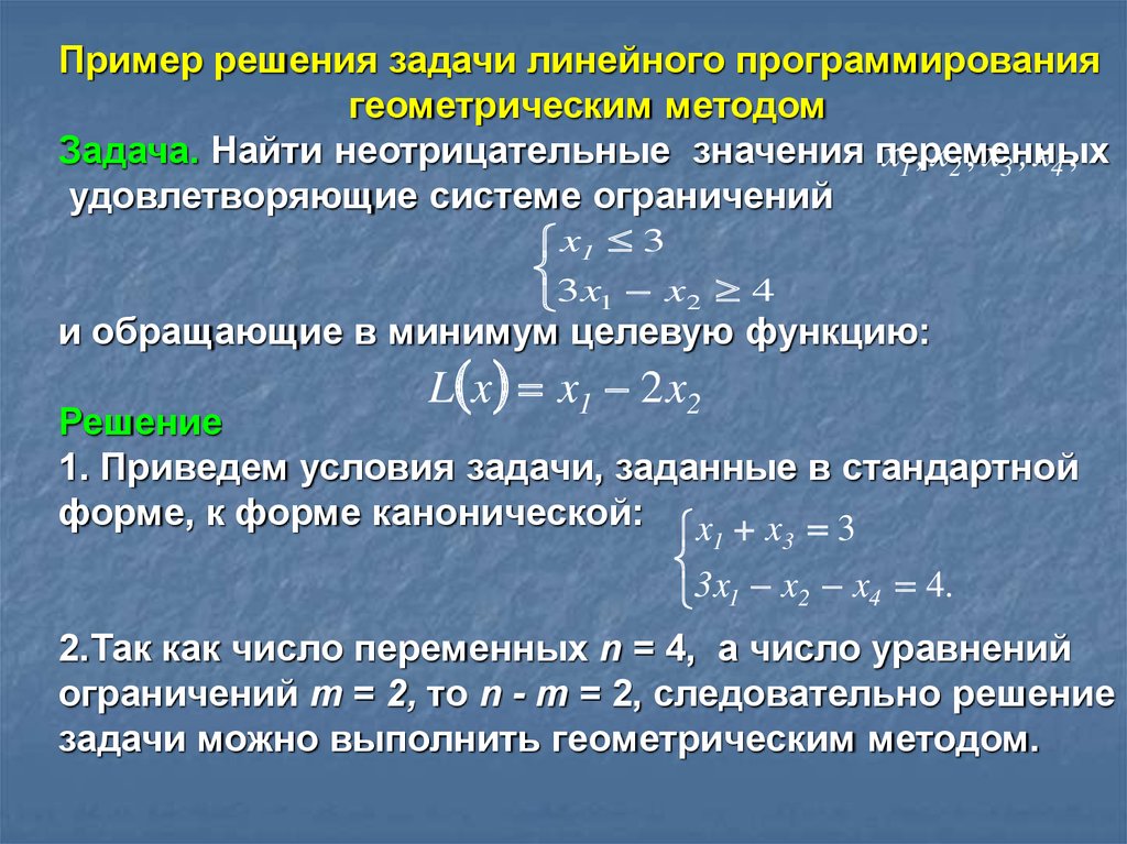 Алгоритм решения задачи линейного программирования. Геометрический метод решения задач линейного программирования.