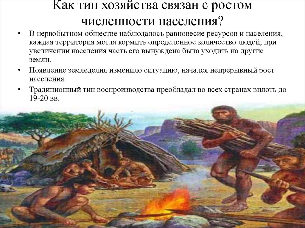 Их рост связан с. Как Тип хозяйства связан с ростом численности населения. Численность первобытных людей. Причины роста населения в первобытном обществе. Типы хозяйства первобытного общества.