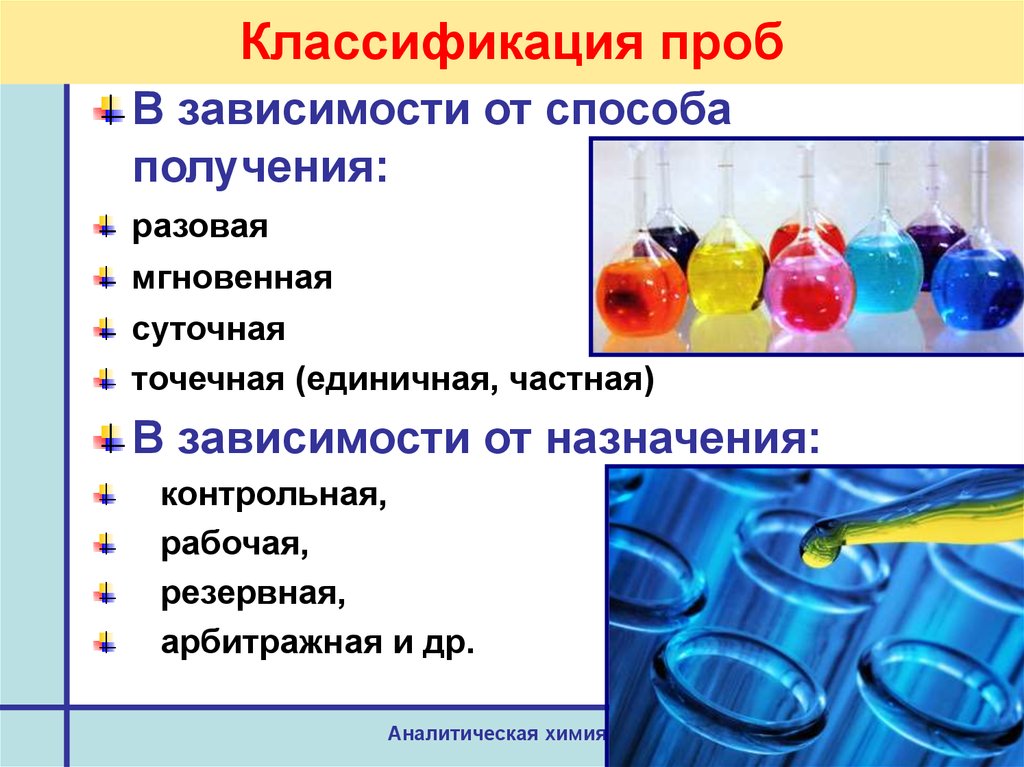 Химия способ. Классификация аналитической химии. Классификация проб в аналитической химии. Селективность в аналитической химии это. Классификация методов химического анализа.