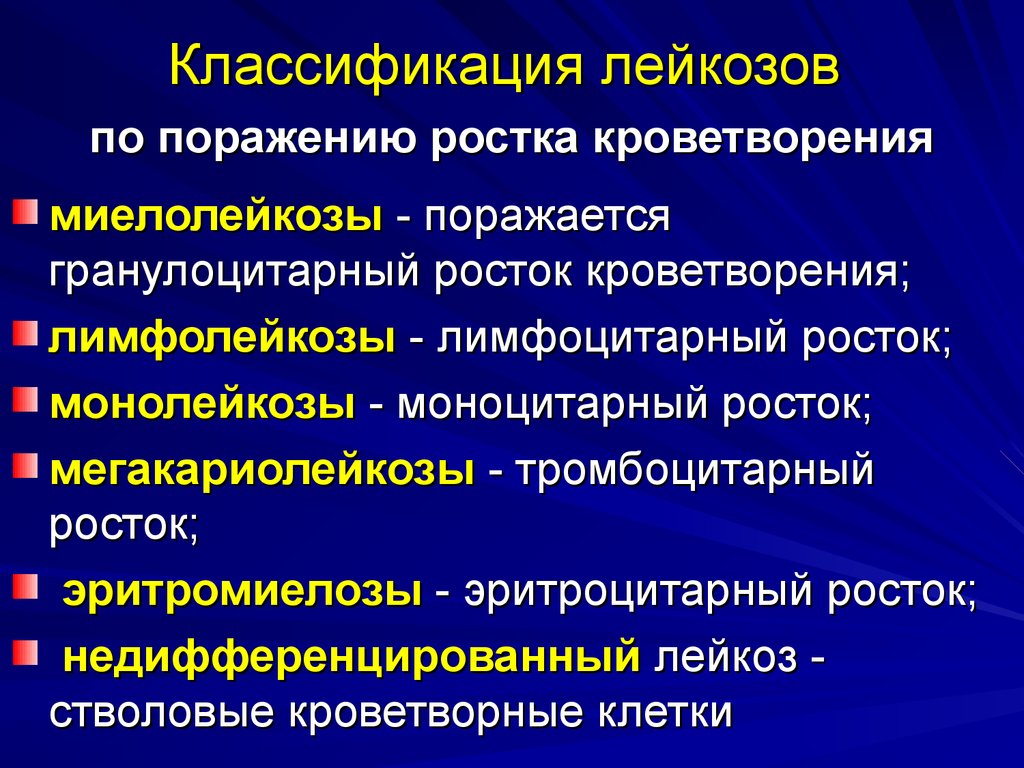 Виды острых лейкозов характеристика картины крови при них