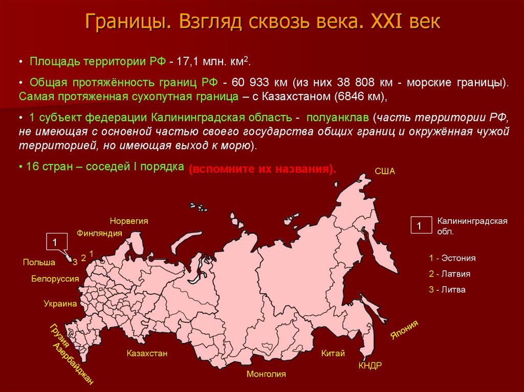 Южная граница россии протяженность