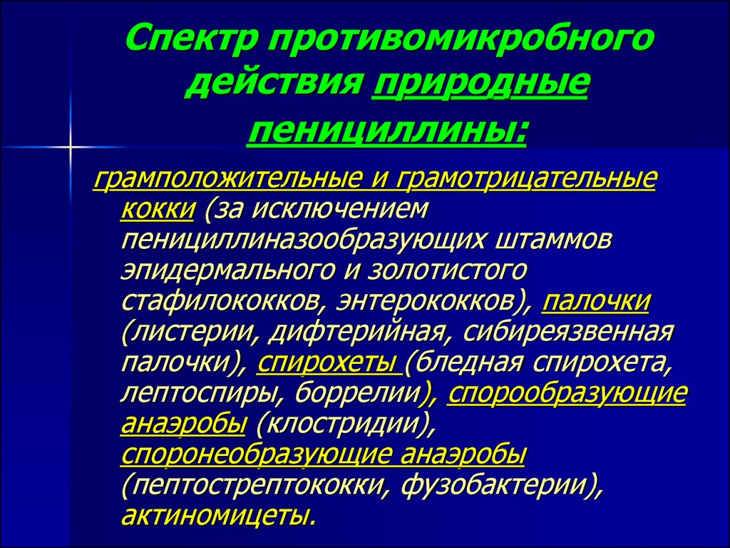 Спектр действия природных антибиотиков. Пенициллины спектр действия. Природные пенициллины спектр действия. Спектр действия бензилпенициллина. Спектр противомикробного действия пенициллинов.