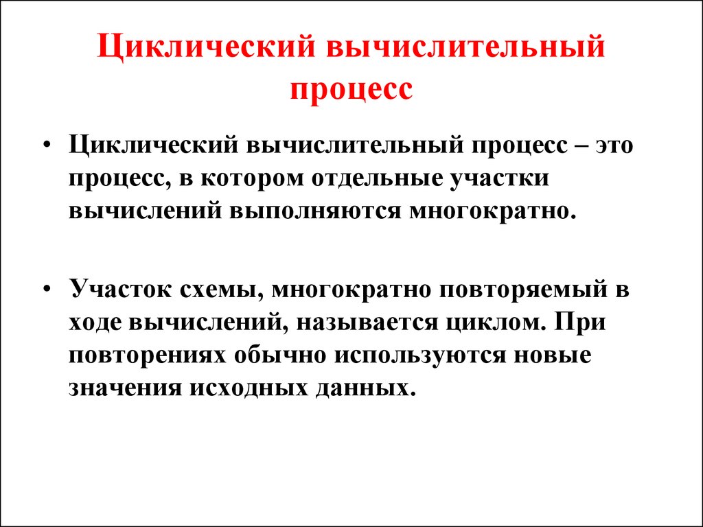 Типы циклических процессов. Циклический вычислительный процесс. Циклический процесс это Информатика. Вычислительны еароцессы. Циклического вычислительного процесса с параметром.