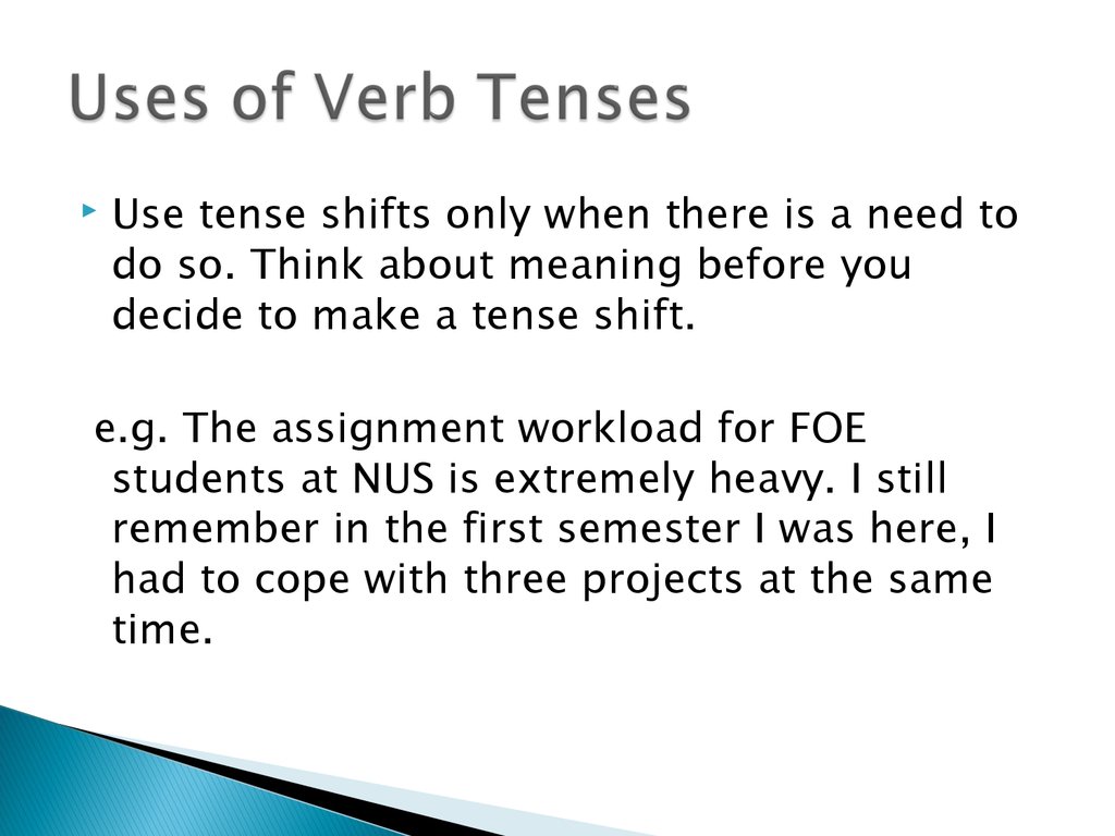 Tense And Time Shifts Verb Tenses Online Presentation