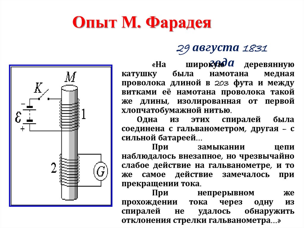 4 опыта фарадея рисунки