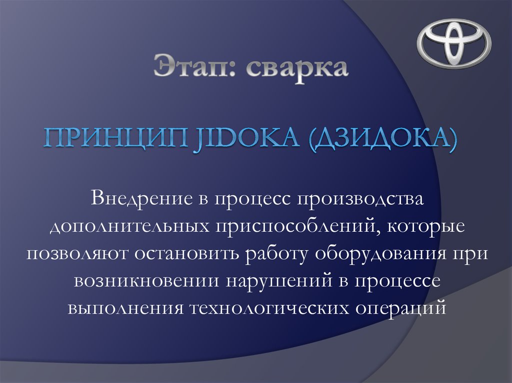 Этап: сварка принцип Jidoka (дзидока)