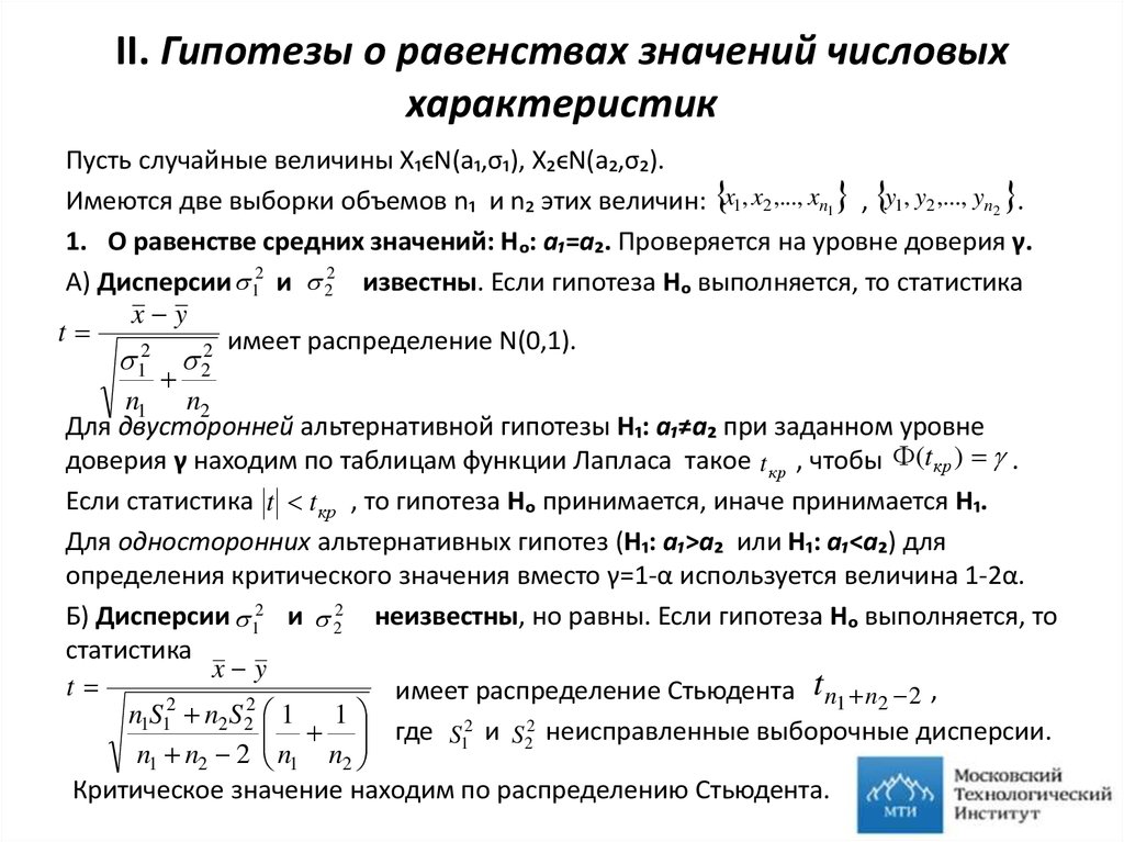 Гипотезы распределения. Гипотетическая вероятность.