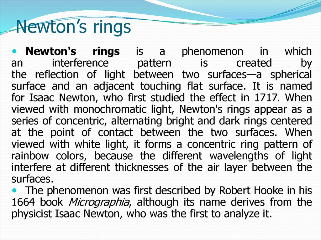SOLUTION: Newton s ring and interference assignment - Studypool