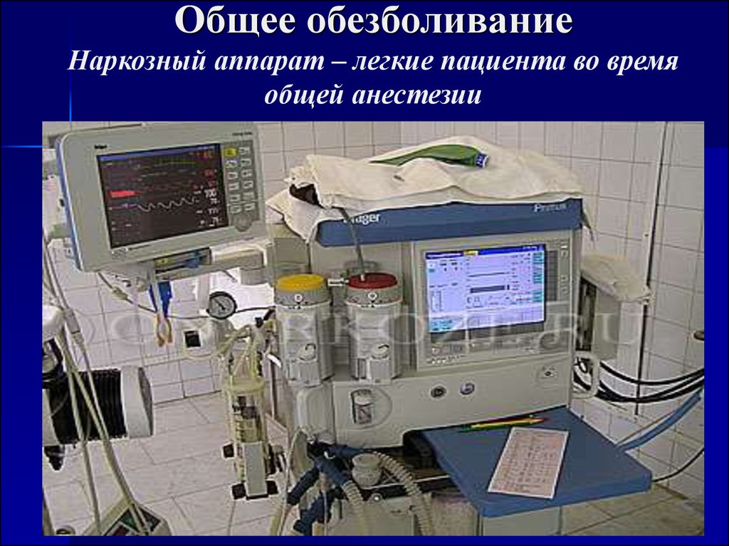 Общее обезболивание Наркозный аппарат – легкие пациента во время общей анестезии