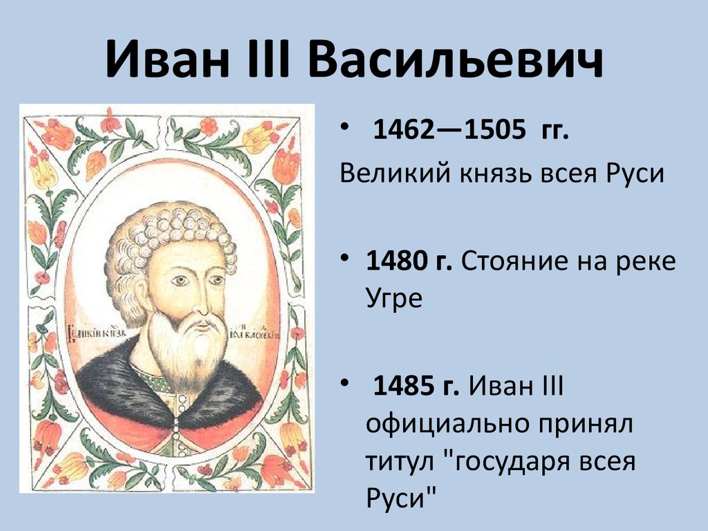 Включи великий 3. 1462-1505 – Княжение Ивана III.