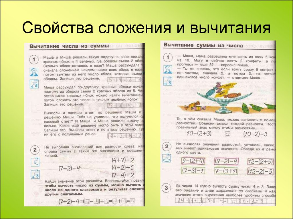 Свойства сложения и вычитания. Свойства сложения и свойства вычитания. Математика свойства сложения и вычитания. Задачи на вычитание начальные классы из учебника.