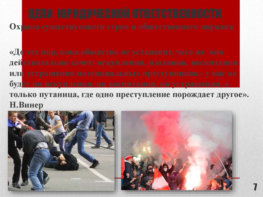 Цели юридической ответственности