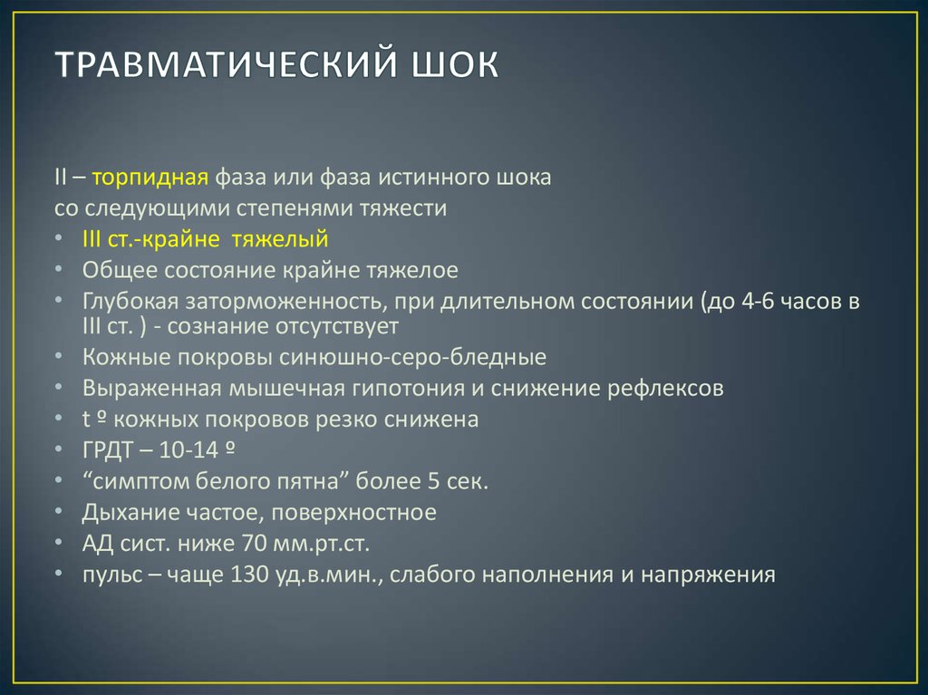 Травматический шок презентация