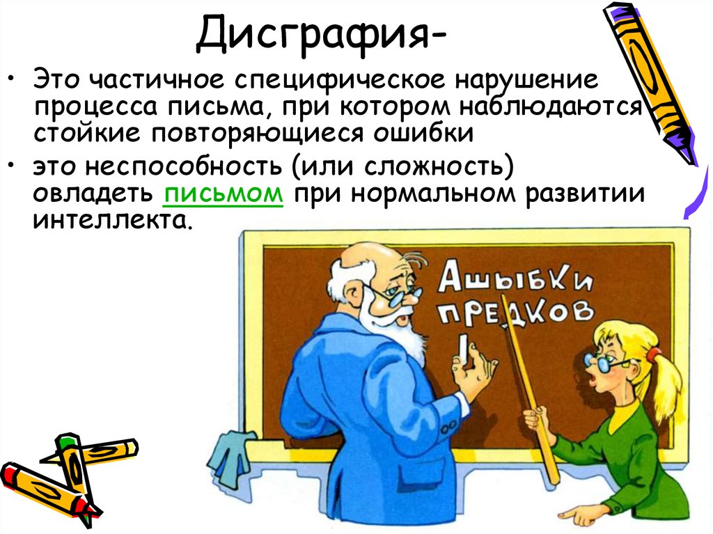 Дисграфия и дислексия презентация