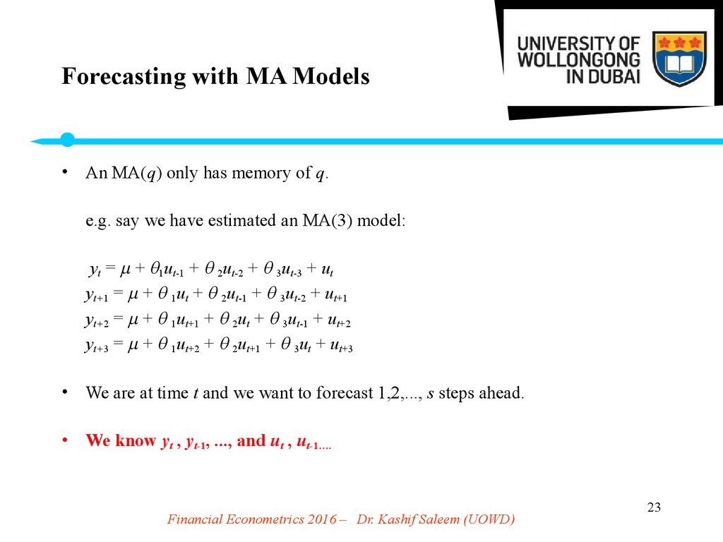 Forecasting with MA Models