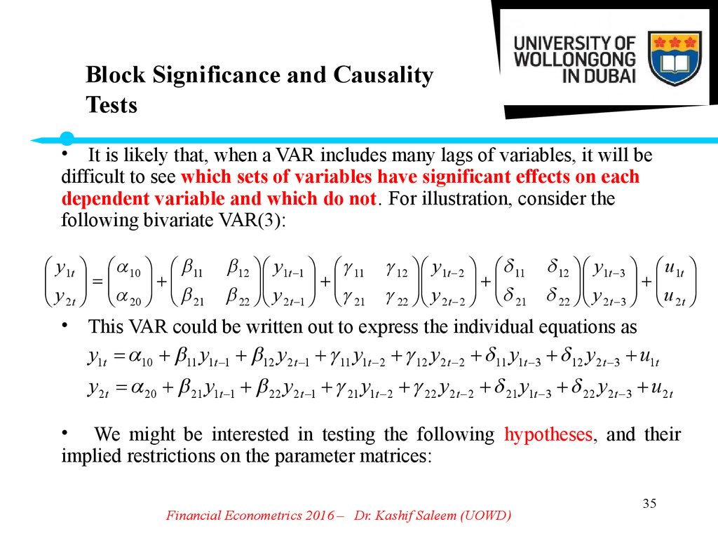 Block Significance and Causality Tests