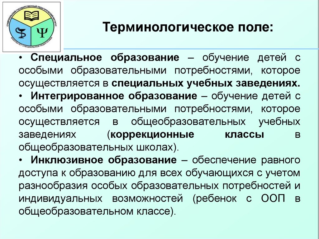 Специальное поле. Терминологическое поле это.