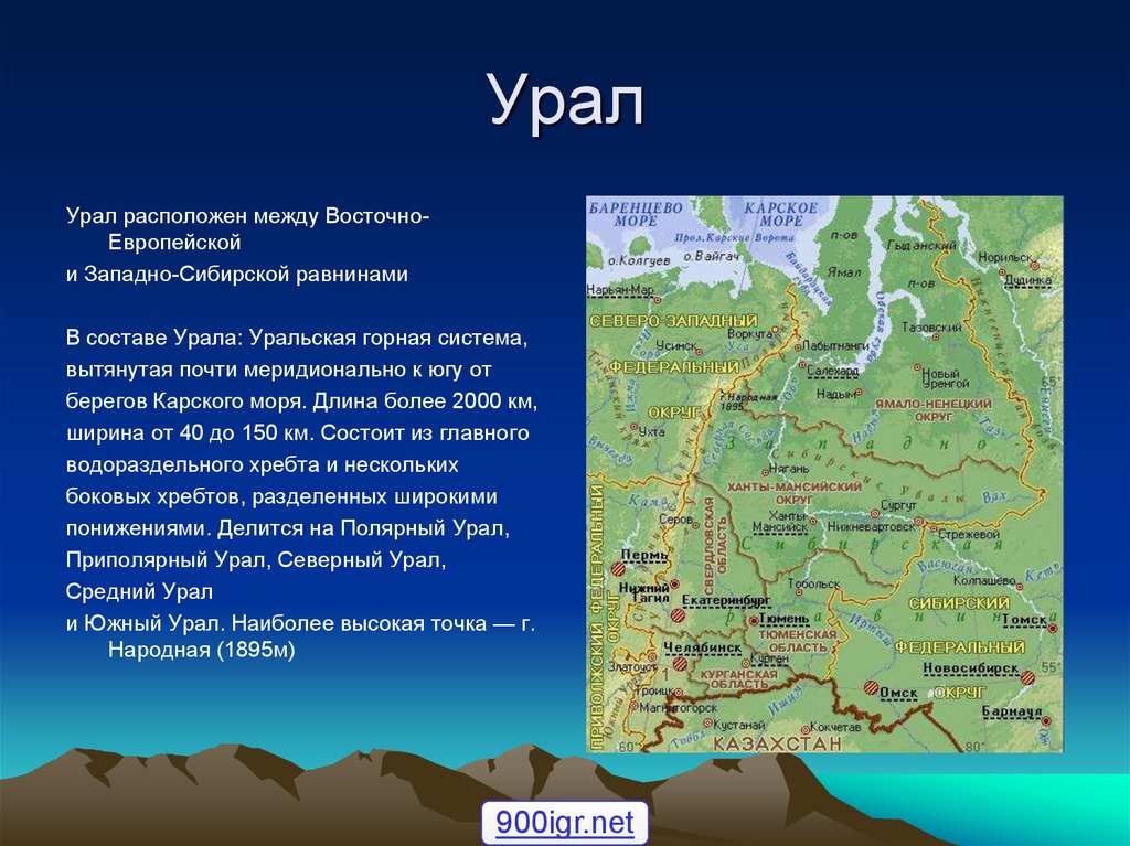 План по уралу 4 класс окружающий мир